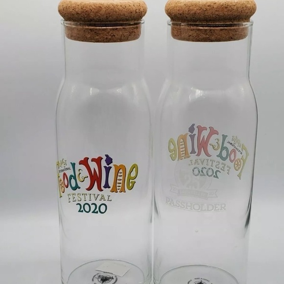 RARE NEW Disney Parks Epcot Food & Wine Festival Wine Carafe Jar Cork Storage - Picture 1 of 8